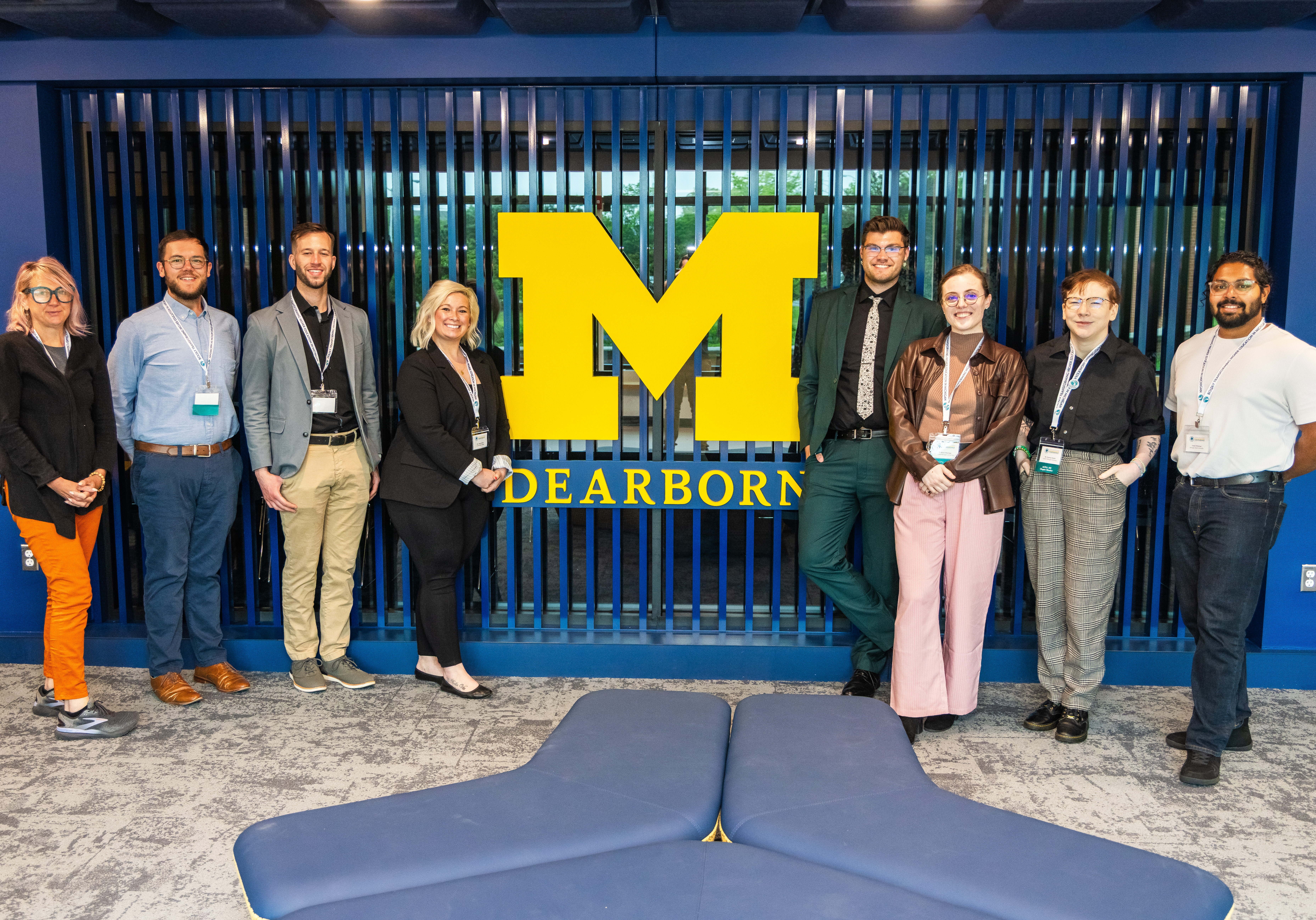 ACPA-Michigan Leadership Team in front of the University of Michigan-Dearborn sign.